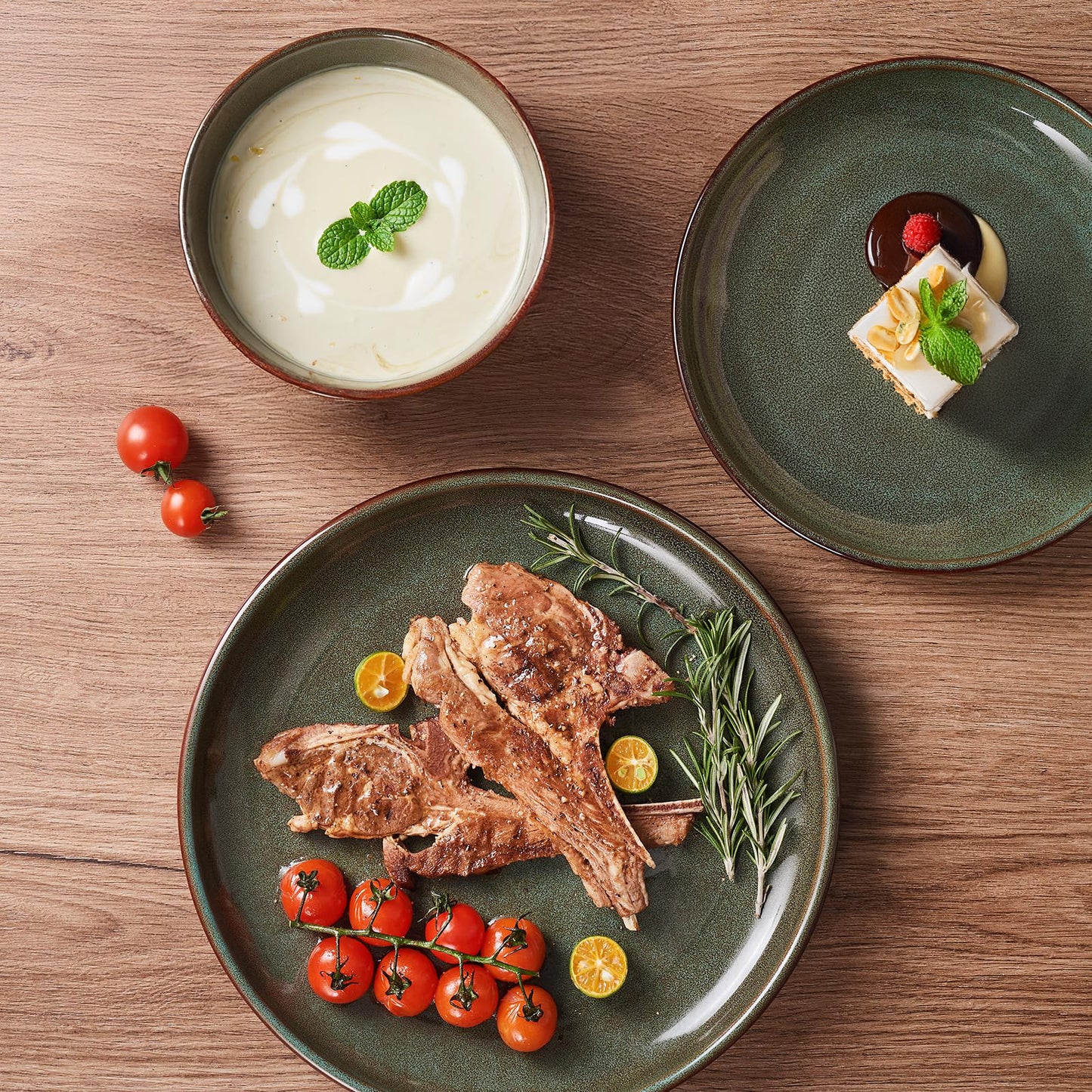 12-Piece Stoneware Dinnerware Sets, Dish Sets for 4