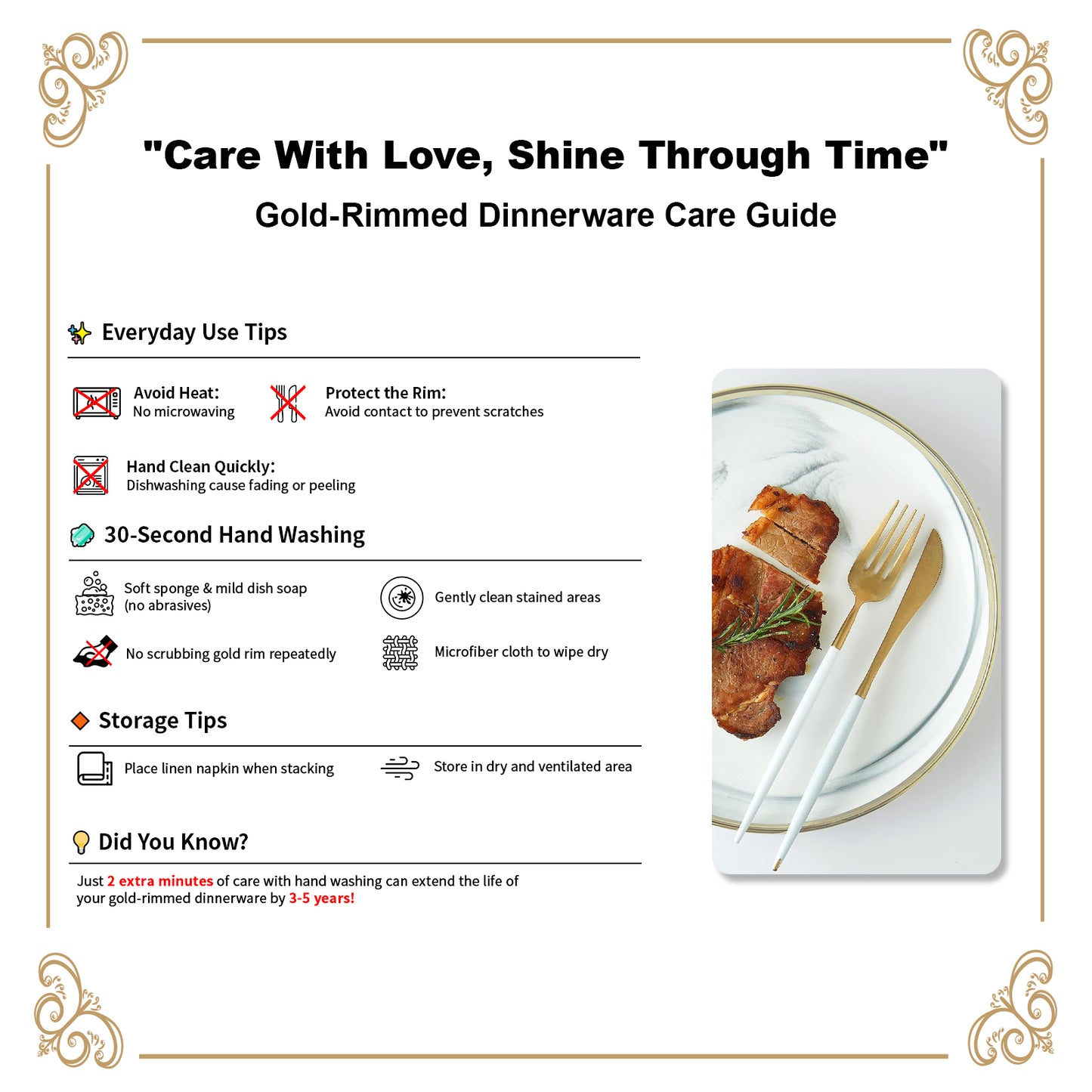 POKINI 12-Piece Modern Luxury Gold Rim Porcelain Dishware Sets