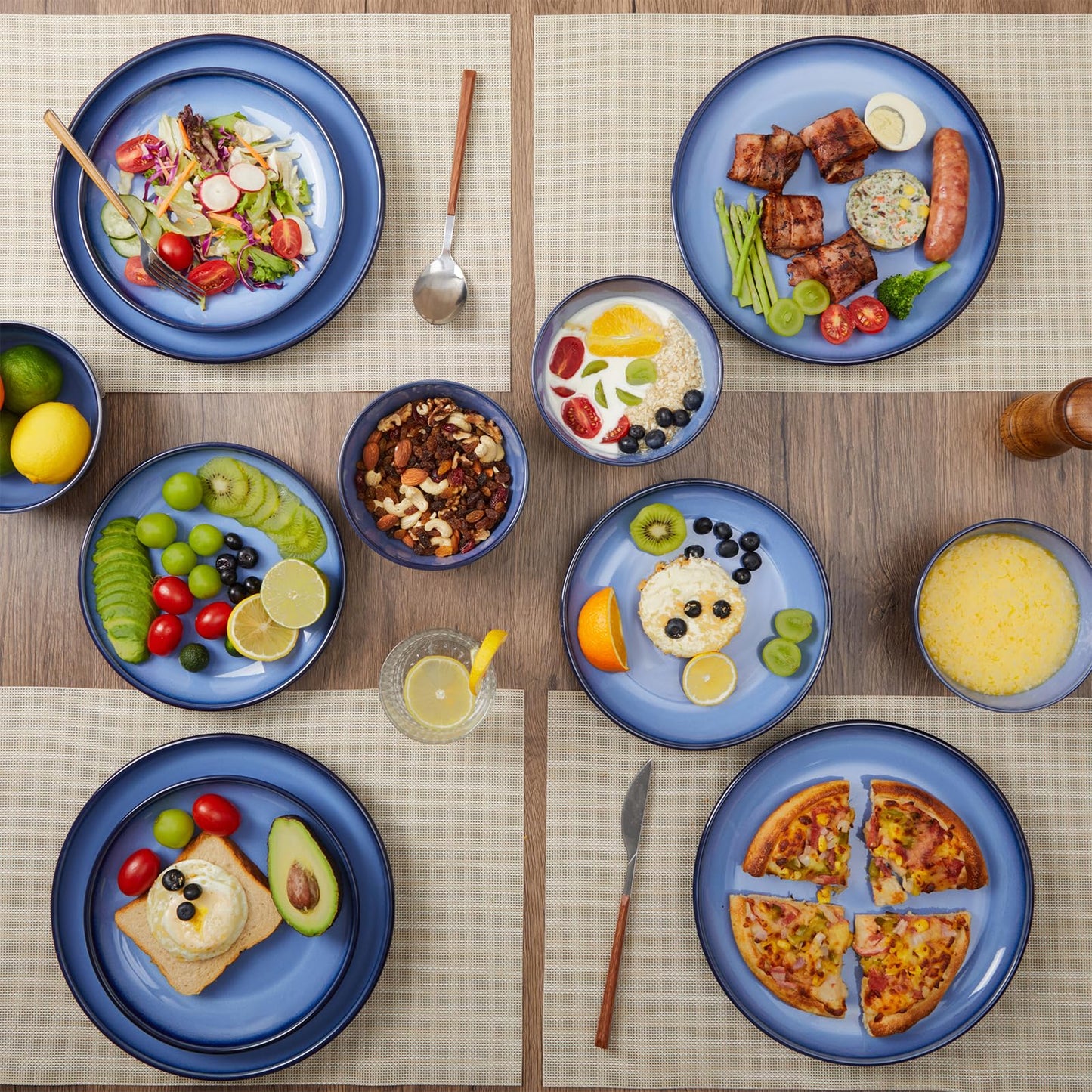 12-Piece Stoneware Dinnerware Sets, Dish Sets for 4