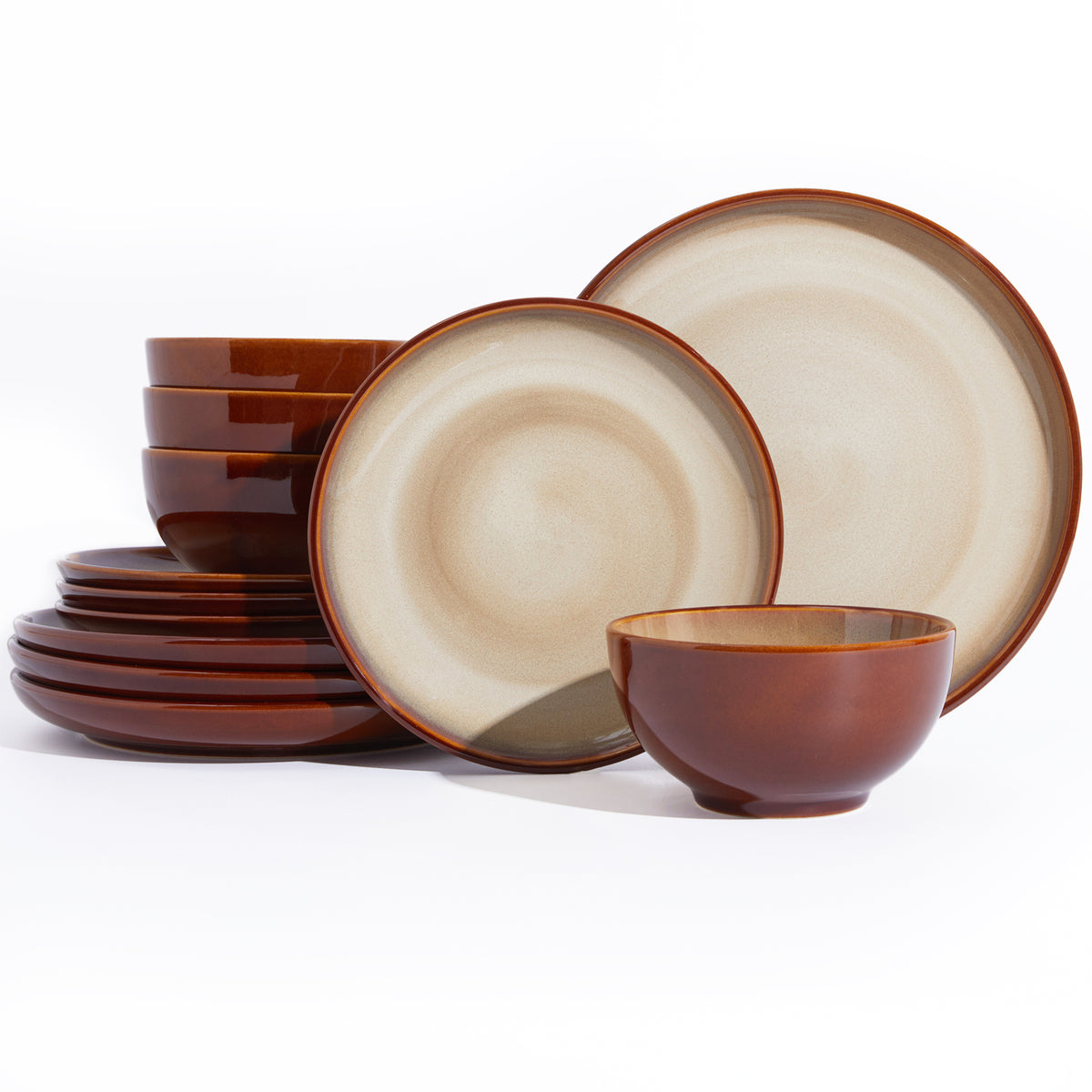12-Piece Stoneware Dinnerware Sets, Dish Sets for 4 – POKINI