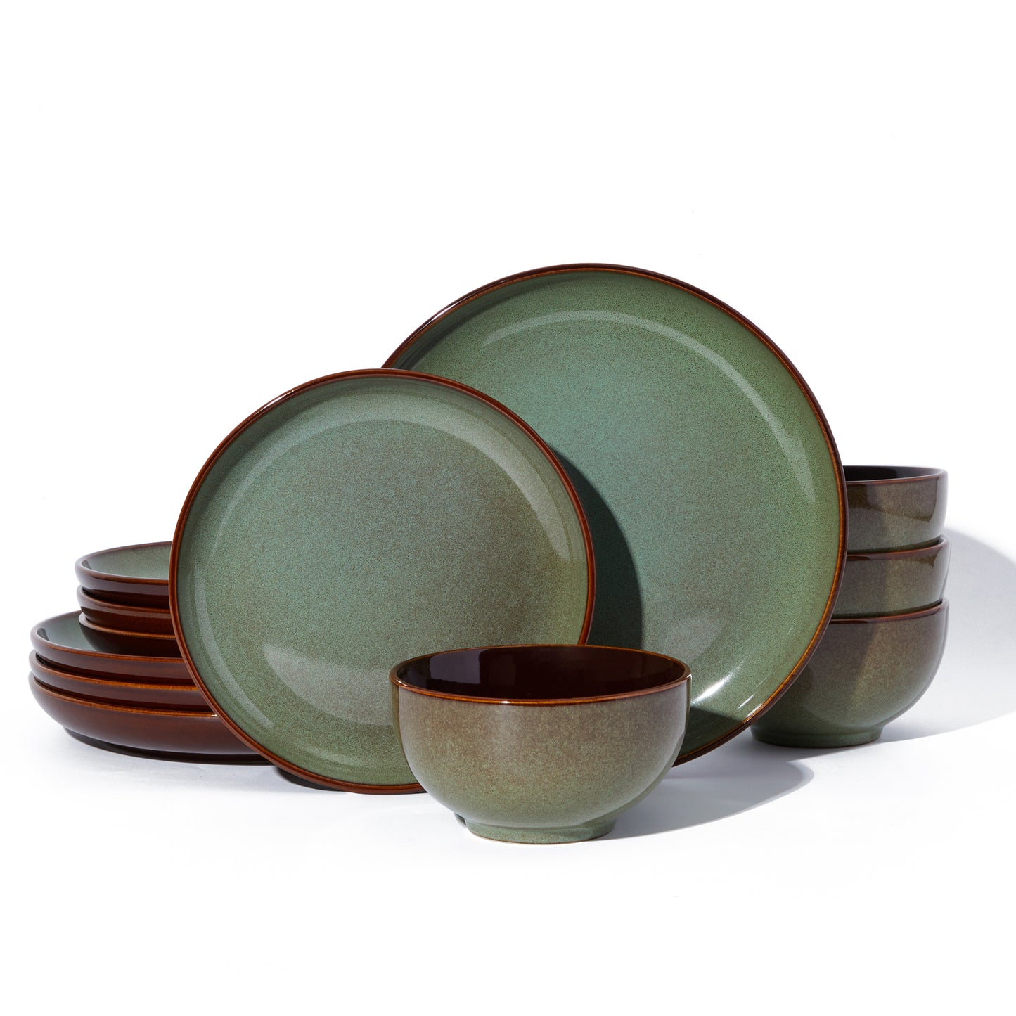 12-Piece Stoneware Dinnerware Sets, Dish Sets for 4
