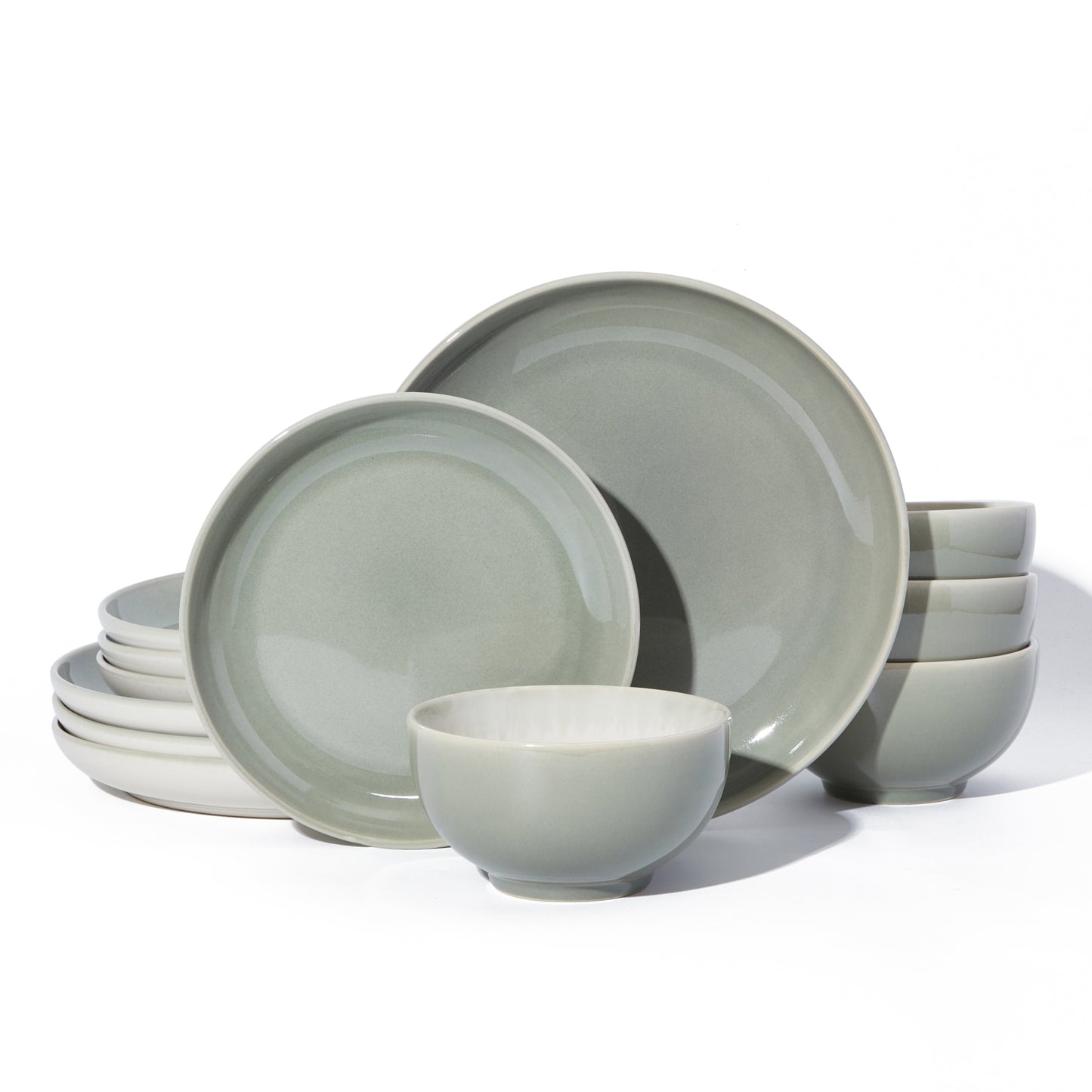12-Piece Stoneware Dinnerware Sets, Dish Sets for 4
