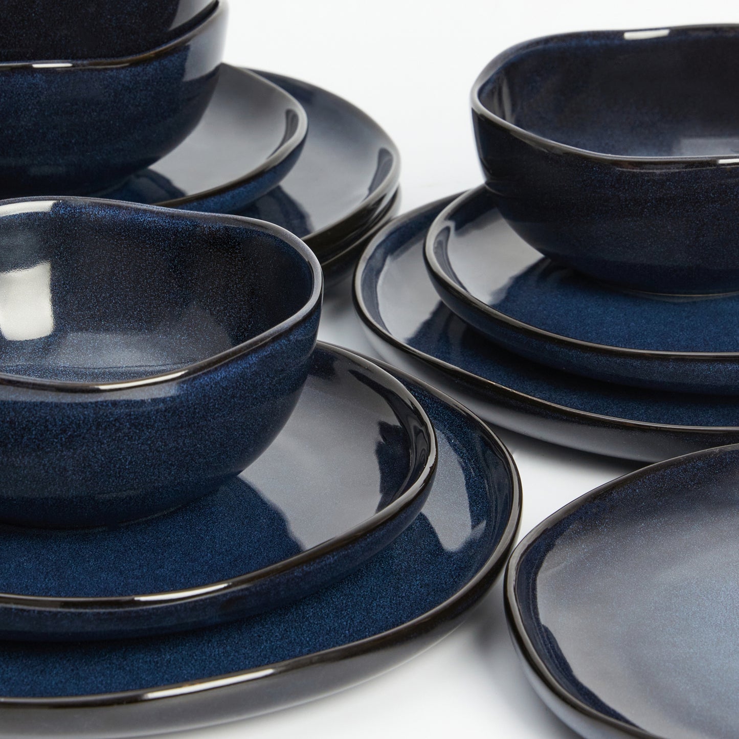 Pokini 18-Piece Stoneware Dinnerware Sets, Kitchen Plates and Bowls Sets, Dish Sets service for 6,Starry Blue