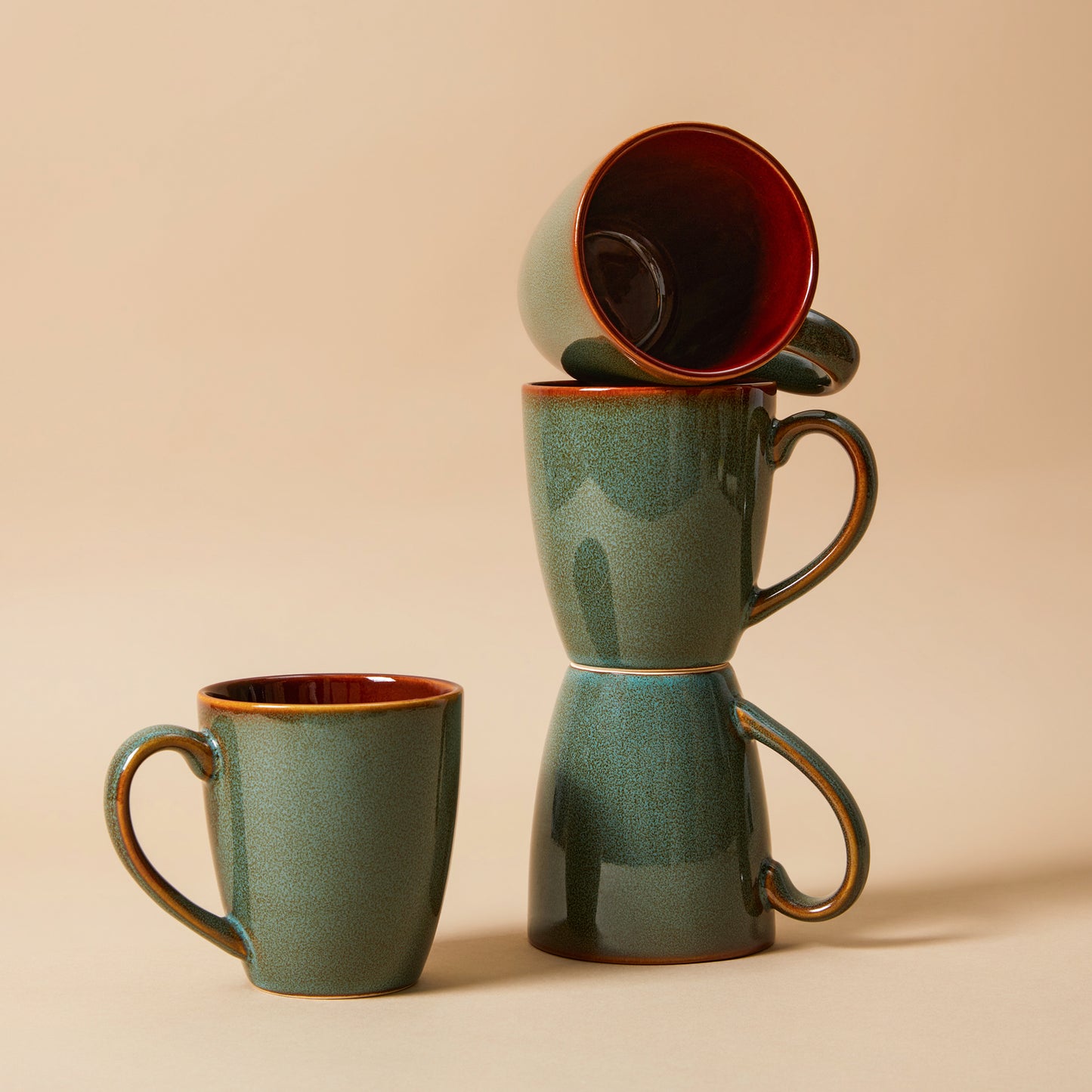 Coffee Mug 14 oz, Ceramic Coffee Mugs Set of 4, Reactive Glaze Mug for Latte/Tea/Cappuccino