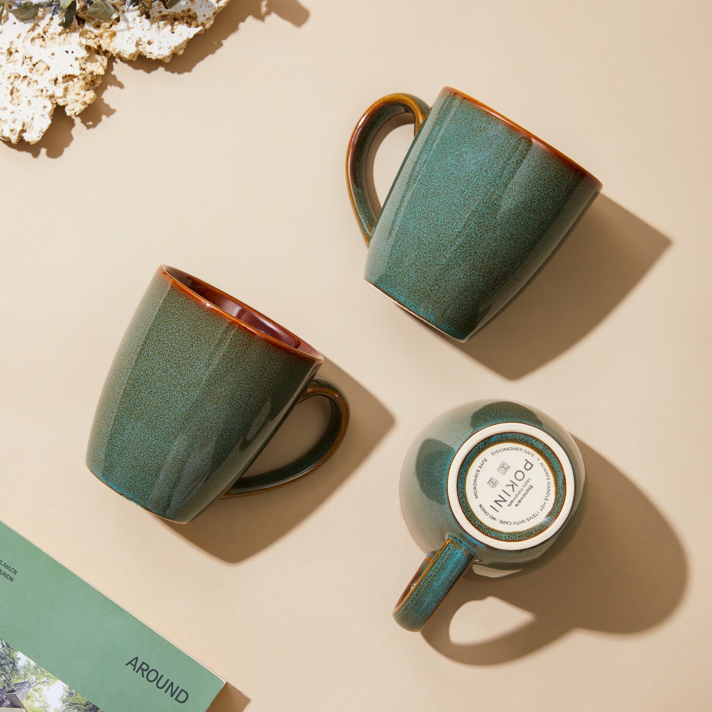Coffee Mug 14 oz, Ceramic Coffee Mugs Set of 4, Reactive Glaze Mug for Latte/Tea/Cappuccino