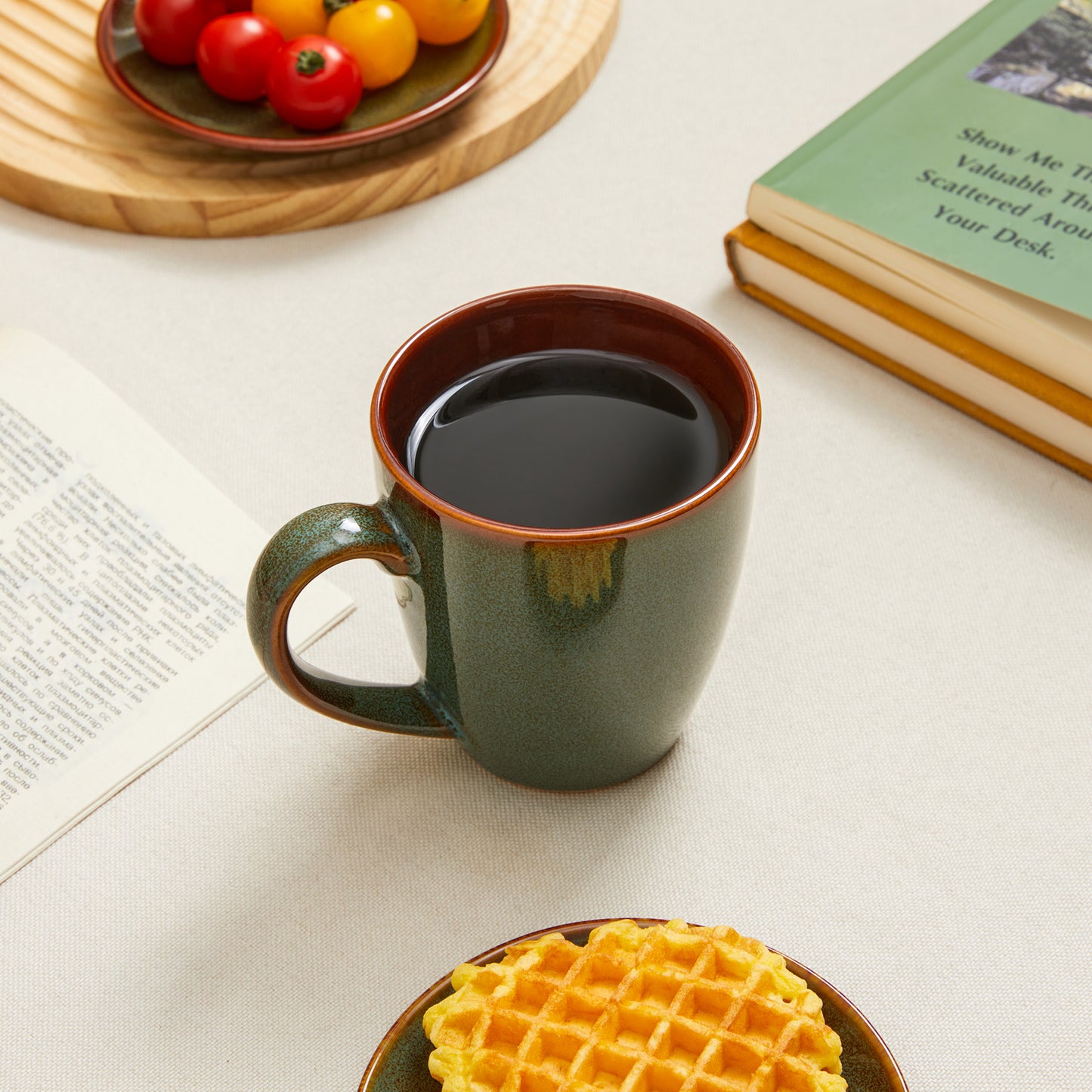 Coffee Mug 14 oz, Ceramic Coffee Mugs Set of 4, Reactive Glaze Mug for Latte/Tea/Cappuccino
