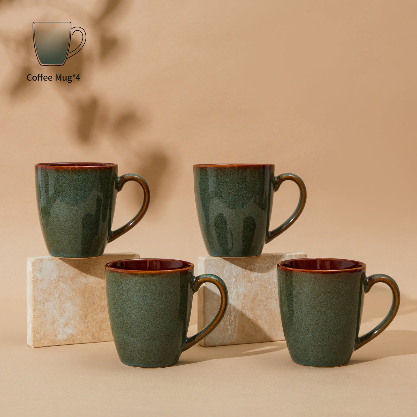 Coffee Mug 14 oz, Ceramic Coffee Mugs Set of 4, Reactive Glaze Mug for Latte/Tea/Cappuccino