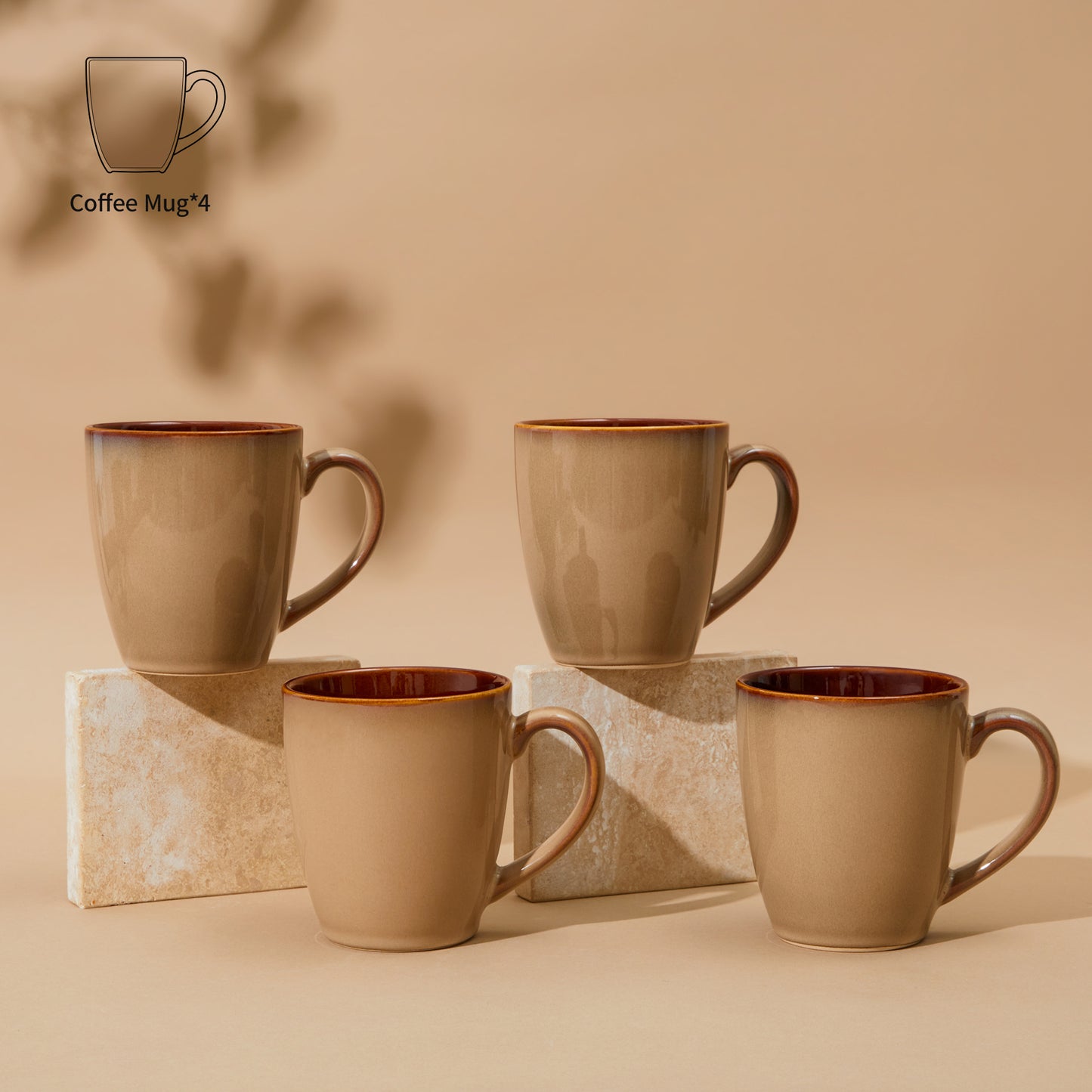Coffee Mug 14 oz, Ceramic Coffee Mugs Set of 4, Reactive Glaze Mug for Latte/Tea/Cappuccino