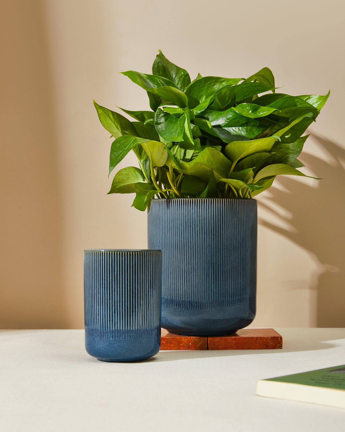 Pokini Utensil Holder, 7.3"+5.3" Ceramic Large Kitchen Utensil Holder for Countertop, Modern Spatula Holder for Counter, Kitchen Utensils Holder Utensil Crocks, Reactive Glaze Blue