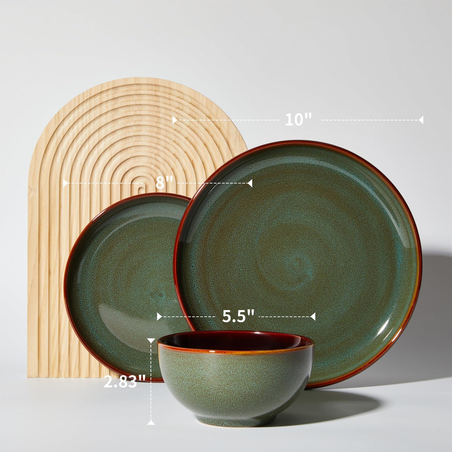 Stoneware Dinnerware Sets, Ceramic Plates and Bowls Set, Microwave & Dishwasher Safe Kitchen Dishes, Modern Dinner Salad Plates | Cereal Bowls, Dishware Sets Service for 4 Sage Green