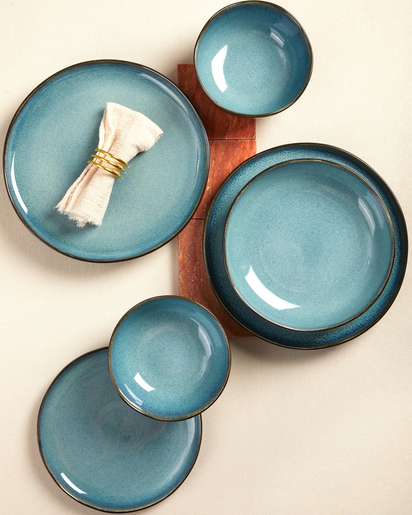 Stoneware Dinnerware Set for 6, POKINI 24 PCS Reactive Glaze Plates and Bowls Set, Modern Handmade Ceramic Dishes Set, Chip & Scratch Resistant Dish Sets, Durable Dinner Plate Sets, Green Black